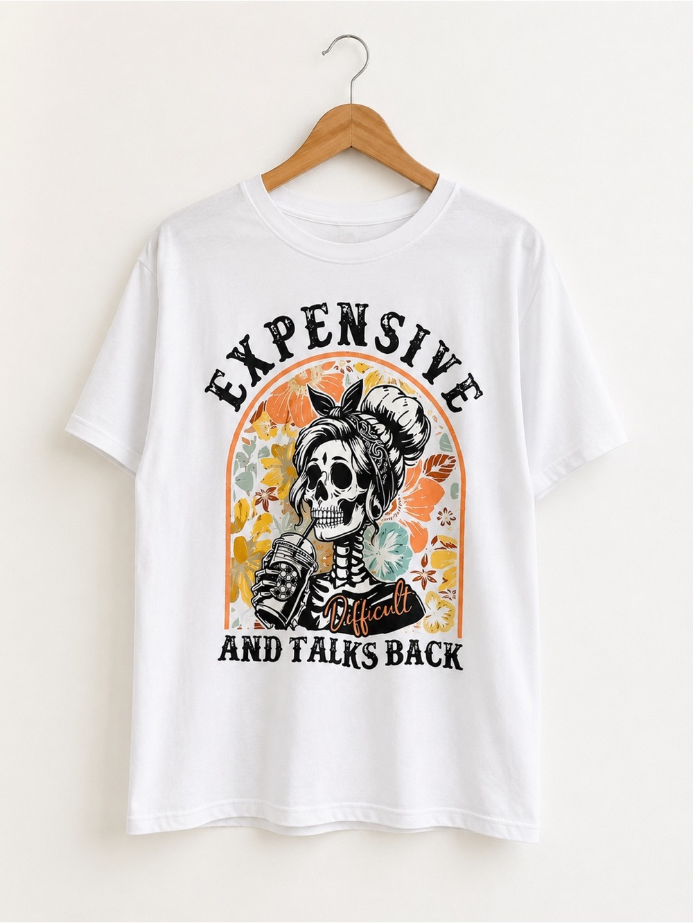 NEW Expensive Difficult and Talks Back Skull Floral Shirt XL